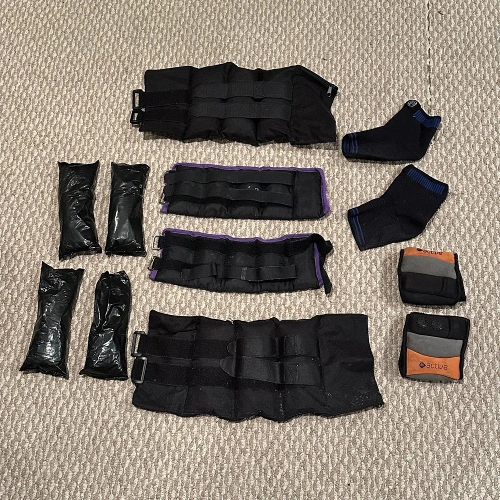 Active Fitness Bundle Adjustable Weighted Ankle Wrist Straps + Accessories - Lot